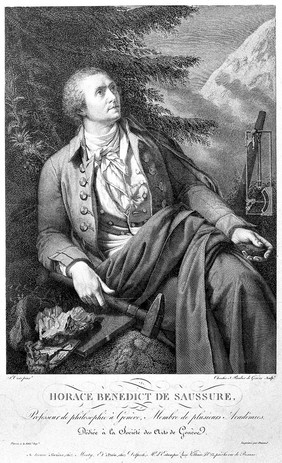 Horace Bénédict de Saussure. Line engraving by C.S. Pradier after J.P. Saint-Ours.