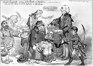 view James Gillray, 'Dr. Sangrado curing John Bull of repletion'