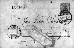 view Back of postcard from A. Fonahn to W. Pagel