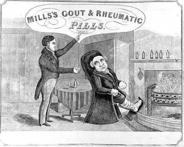 Man suffering from gout being offered a remedy
