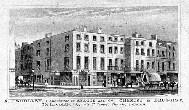 Chemist and Druggist shop of N.J. Wooley, Piccadilly.