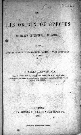 On the origin of species, by Charles Darwin