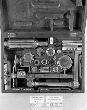 Adams universal compound microscope by Dolland, circa 1800.