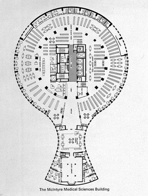 view McGill University: McIntyre Medical Sciences Building. Plan of the Library Reading Room, Wellcome Camera and The Osler Library.