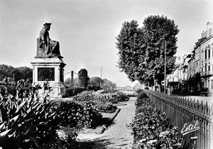 view Statue of Francois Rabelais, at Chinon, France.