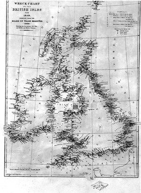 Wreck chart of the British Isles, 1859.