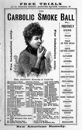 'Carbolic Smoke Ball', cold remedy; 1890