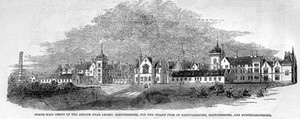 view North-west front of the Asylum near Arsley, Bedfordshire.