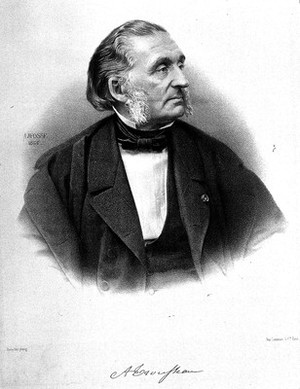 view Armand Trousseau. Lithograph by J.B.A. Lafosse, 1866, after P. Petit.