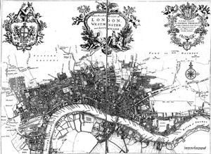 view 'A new plan of the City of London, Westminster, and Southwark', reproduced from that issue with the 1720 edition of Strype's revised edition of Stoe's Survey of London