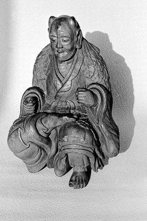 view Carved wood figure: "Shen Nung", God of Medicine.