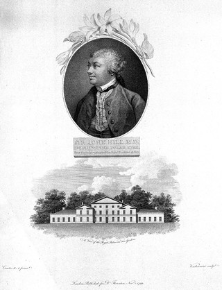 Sir John Hill (above); and the White House at Kew (below). Engraving by G. Vendramini, 1799, after F. Cotes 1757.
