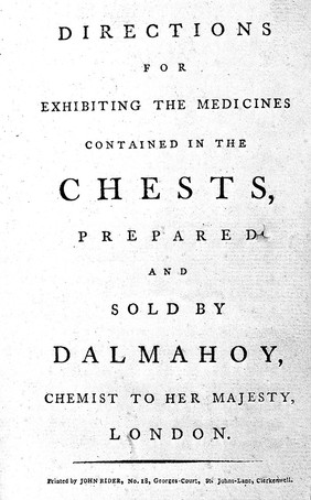 Directions for exhibiting the medecines by Dalmahoy