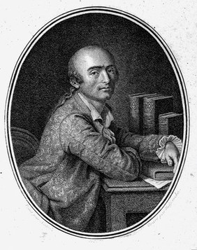 Julien Offray de La Mettrie (?). Stipple engraving by P.G.A. Beljambe after C.J. Notté.
