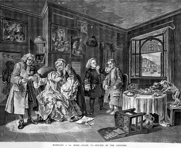 Hogarth, Marriage a la mode: suicide of the countess