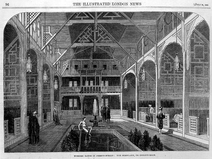 Turkish baths in Jermyn Street: the Meshlakh or cooling-room.