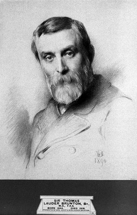 Sir Thomas Lauder Brunton. Photogravure after chalk drawing by Lowes Cato Dickinson, 1890.