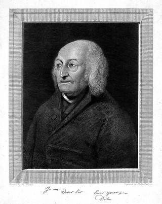 Jean-André De Luc. Line engraving by P. Audinet after H. Wyatt.