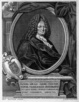 Samuel Grass. Line engraving by J. Tscherning after P. Sauerland.