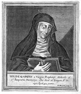 Hildegard von Bingen. Line engraving by W. Marshall.