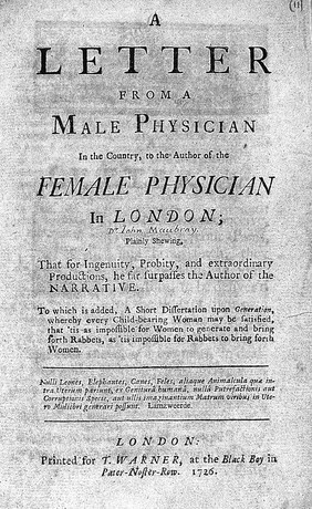 J. Maubray, A Letter from a male physician in the country