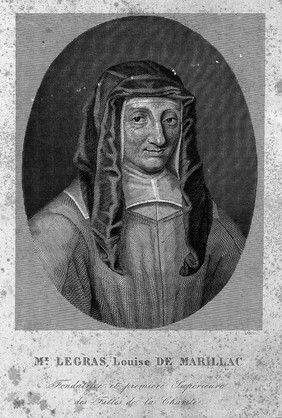 Louise de Marillac Le Gras. Line engraving by Sisco.