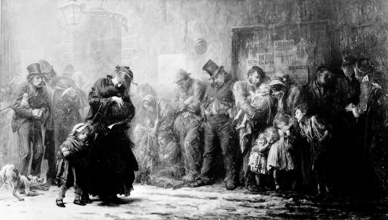 Applicants for admission to a casual ward, Sir Luke Fildes, 1874, by Luke Fildes
