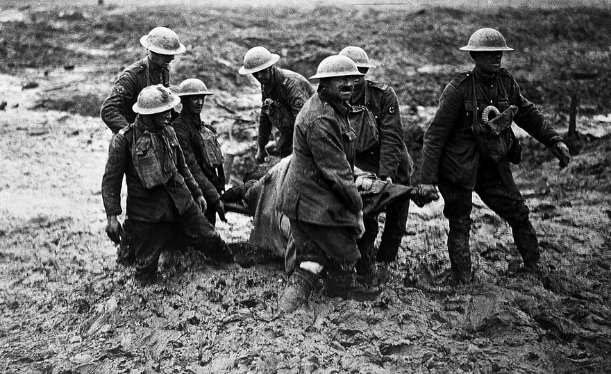 Strecher-bearers in action.