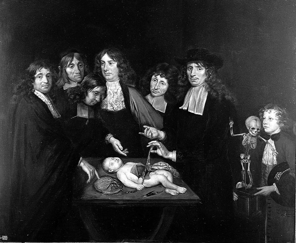 The anatomy of Dr Frederick Ruysch. Oil painting by B. F. Landis,1909-1910, after Jan van Neck, 1683.
