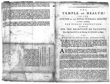 Advert for j. Graham's Temple of Health in London