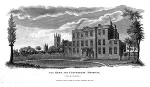 view The Kent and Canterbury Hospital, Canterbury. Line engraving by Lester, 1810, after R. Dighton.