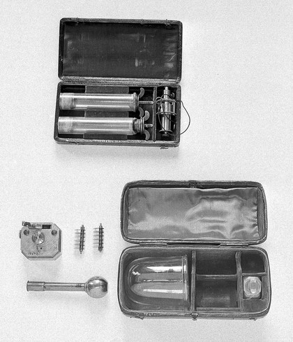 Blood letting 18th- 19th century: artificial leeches.