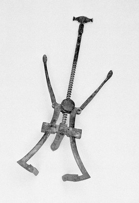 Bronze vaginal speculum, three blades.