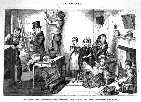 The bottle, by George Cruikshank; 'An execution sweeps off the greater part of their furniture'