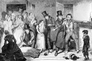 view The bottle, by George Cruikshank; 'The husbands in a state of furious drunkeness, kills his wife'