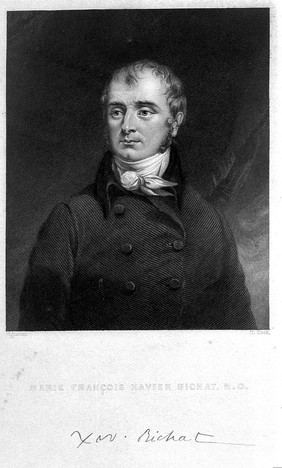 Marie François Xavier Bichat. Stipple engraving by H. Cook, 1838, after P.R. Vignéron.