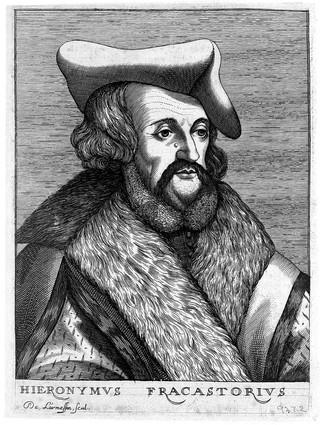 Hieronymus Fracastorius [Girolamo Fracastoro]. Line engraving by N. de Larmessin, 1682.