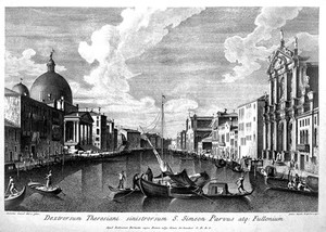 view Venice: the Grand Canal. Etching by G.B. Brustoloni after A. Canaletto.