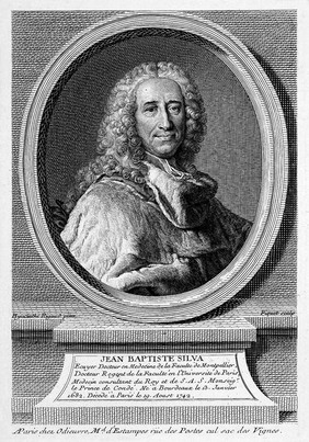 Jean-Baptiste de Silva. Line engraving by E. Ficquet, 1765, after H. Rigaud, 1740.