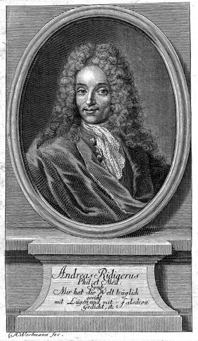 Andreas Rüdiger [Ridiger]. Line engraving by C. A. Wortmann.