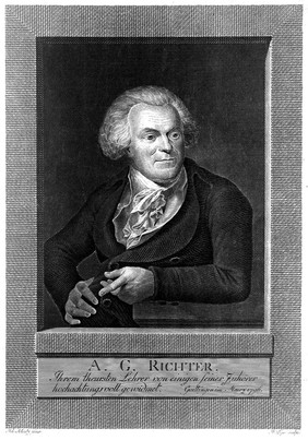 August Gottlieb Richter. Line engraving by J. H. Lips, 1796, after J. Schulz.