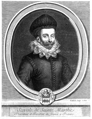 Scévole Sainte-Marthe, the elder. Line engraving by G. Edelinck.