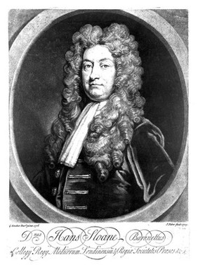 Sir Hans Sloane. Mezzotint by J. Faber, junior, 1729, after Sir G. Kneller, 1716.