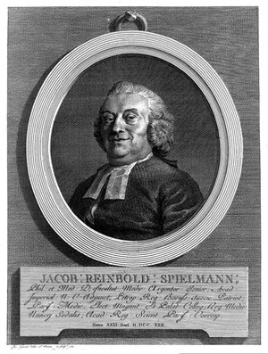 view Jacob Reinbold Spielmann. Line engraving by C. Guerin, 1781, after himself.