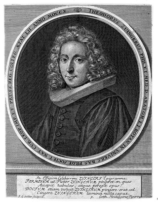 Theodor Zwinger, the younger. Line engraving by J. G. Seiller, 1731, after G. Brandmüller.