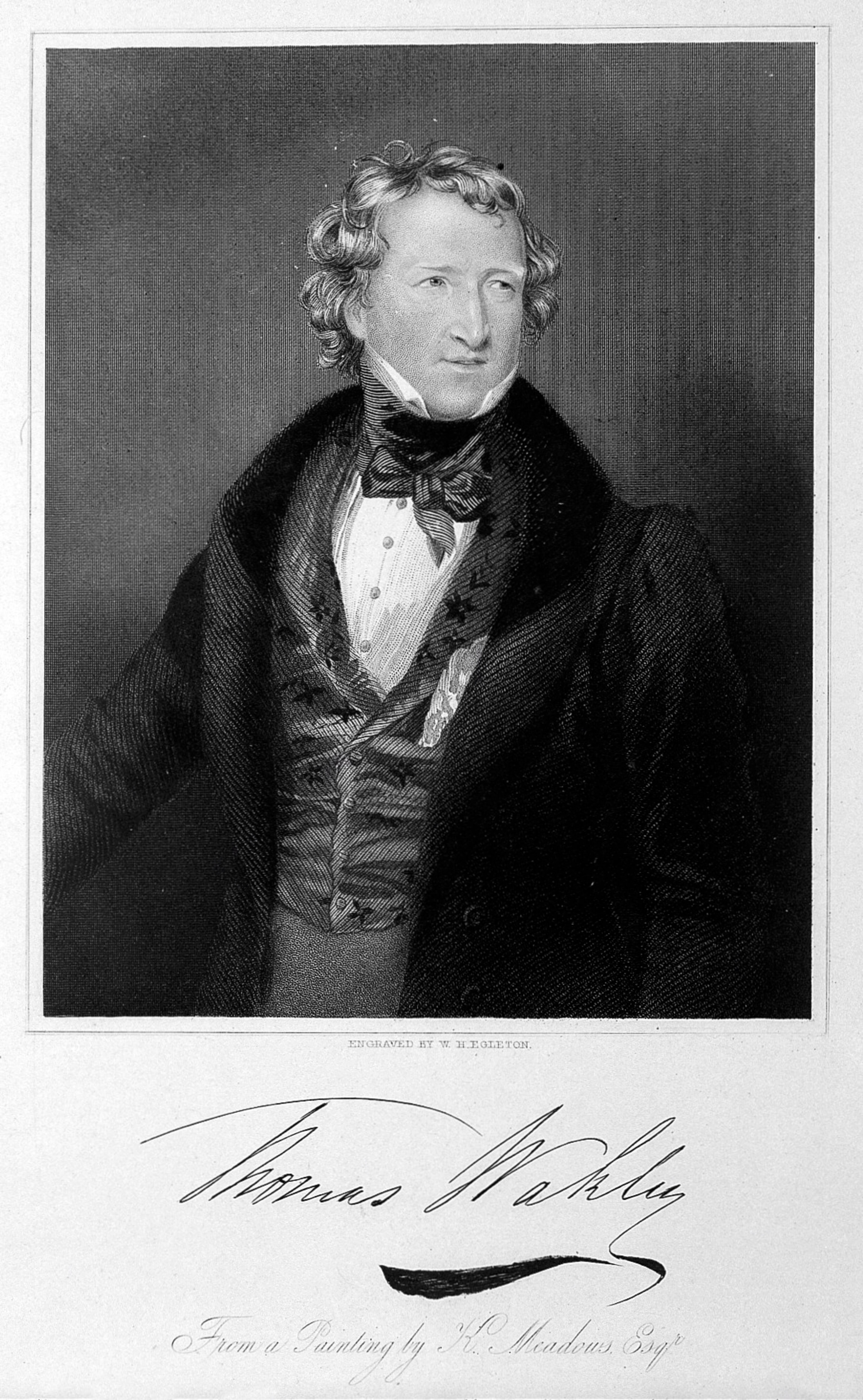 Thomas Wakley. Stipple engraving by W. H. Egleton after J.K. Meadows.