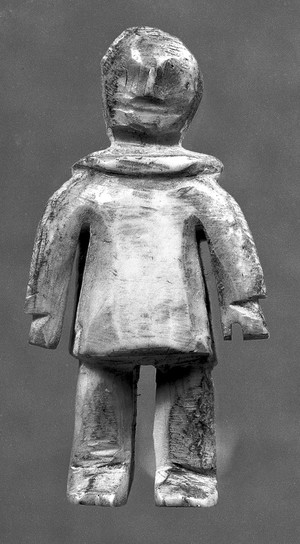 view Statuette in walrus ivory of a child, Eskimo.
