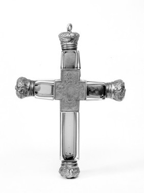 Perfume bottle, in form of cross.