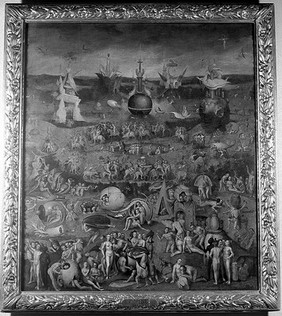 The 'Garden of earthly delights'. Oil painting after Hieronymus Bosch.