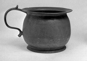 view Pewter chamber pot, marked SUR 22.